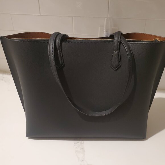 Quince black Italian leather triple compartment shopper tote - Picture 8 of 11